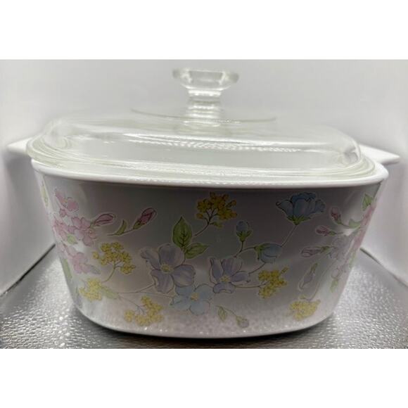 CORNING-WARE Pastel Bouquet 3 Liter Dutch Oven A-3-B with Lid - Picture 1 of 14